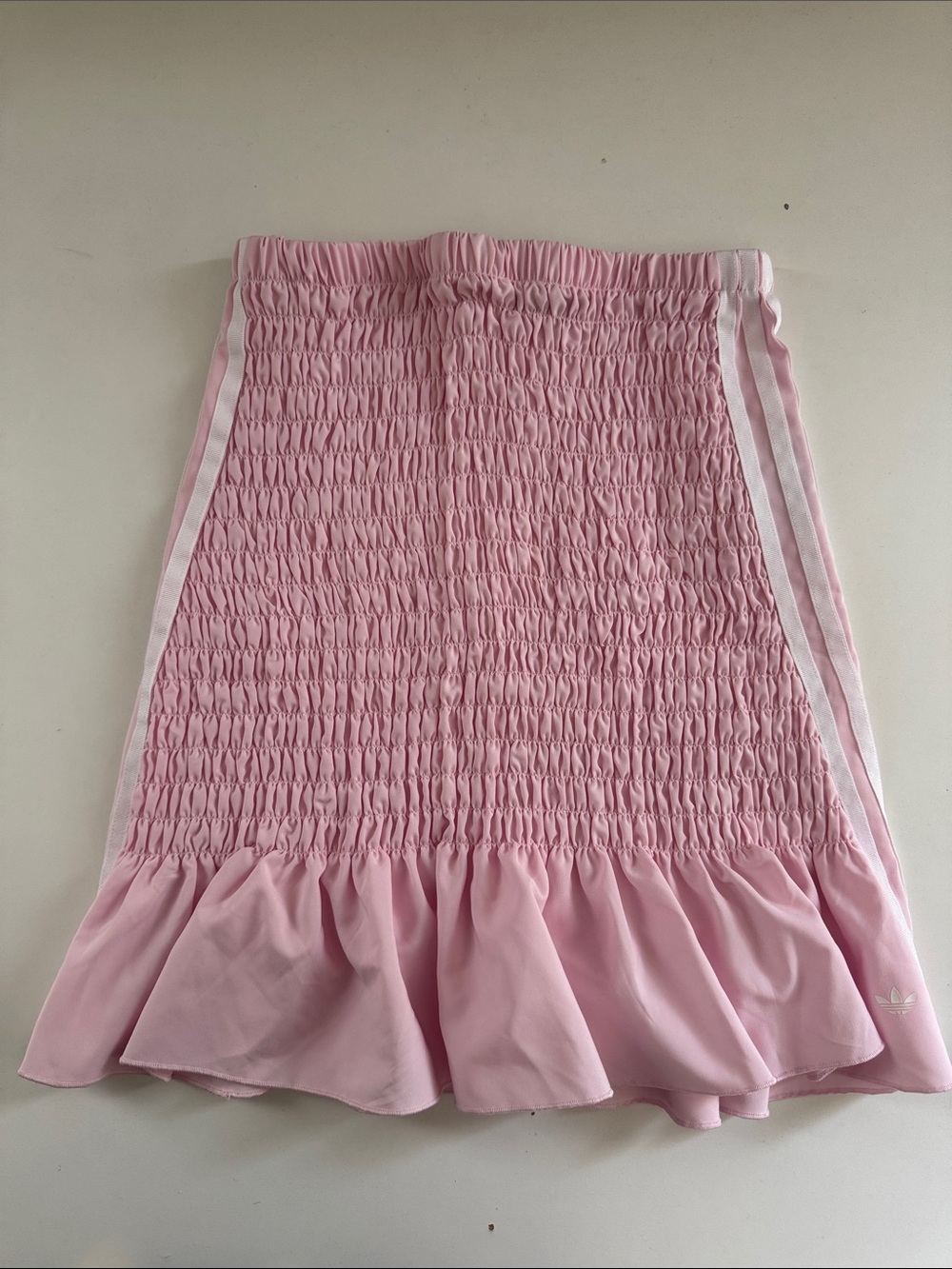 adidas Pink Smocked Skater Skirt with Side Stripes